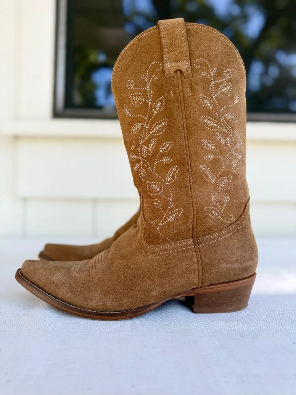 Shyanne Bambi Suede Western Boots Tan Brown Size 8 Leather Cowgirl Boots - Picture 3 of 6
